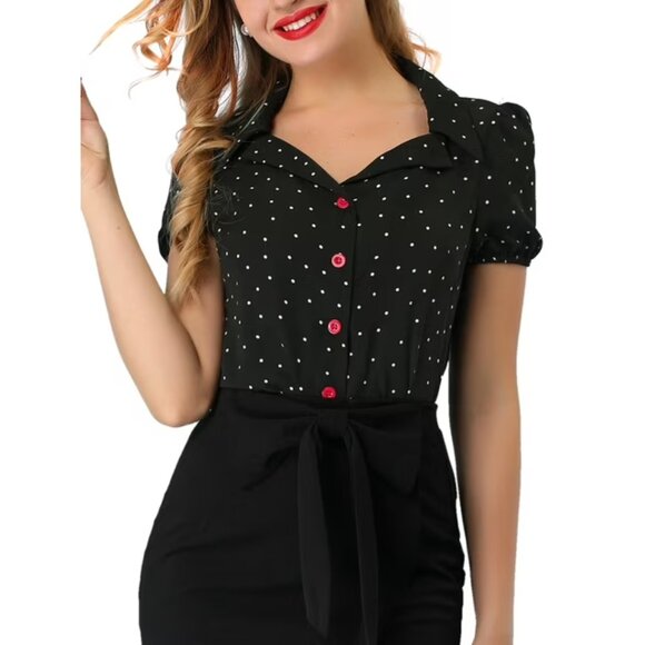 NEW NWT rockabilly dots shirt plus size top xl extra large - Picture 1 of 7